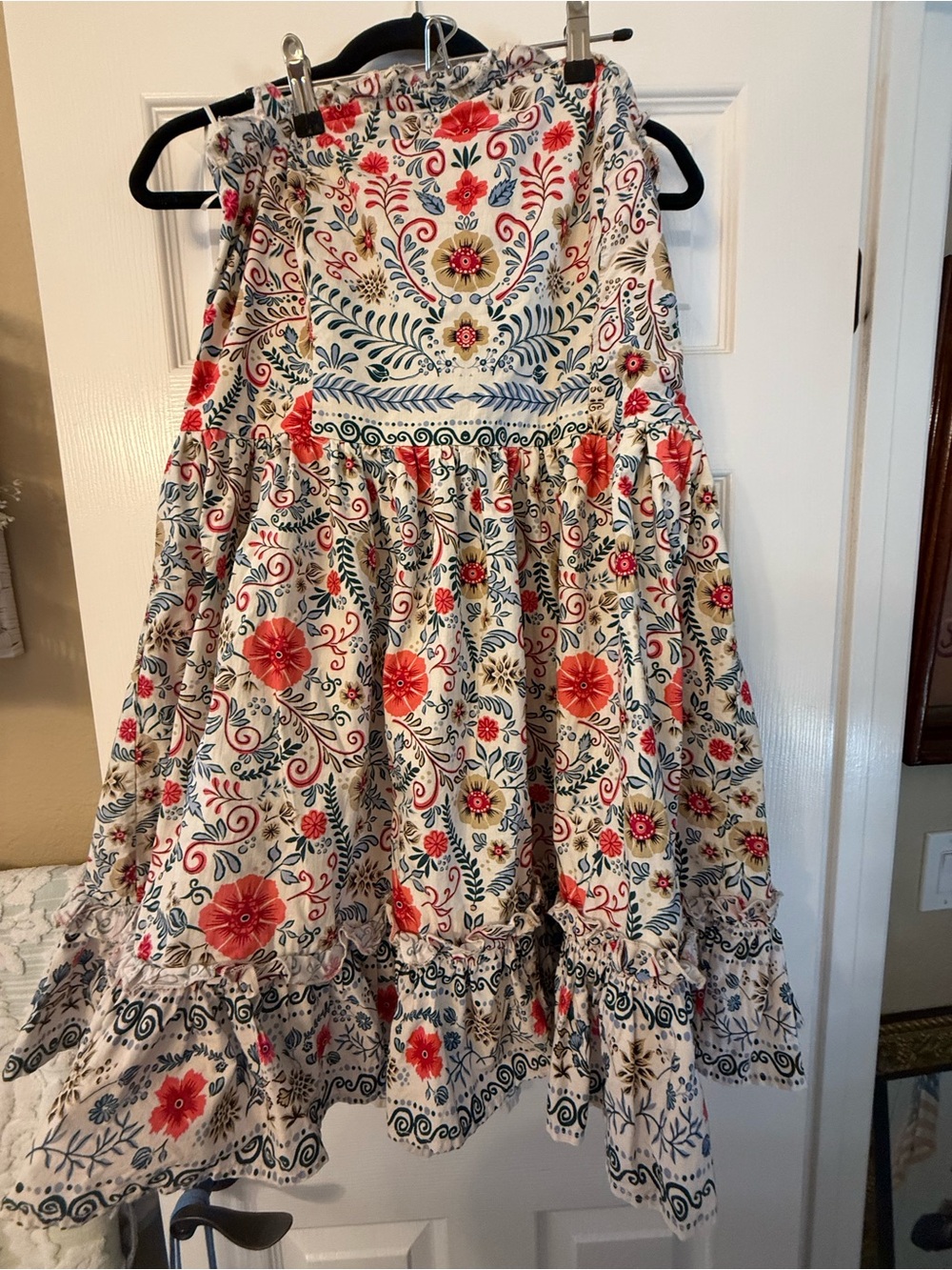 Anthropologie Forever that Girl Tiered Mini with Pink & Blue Floral